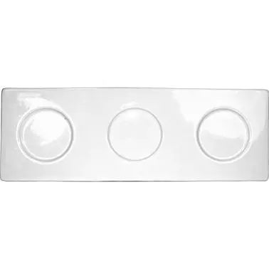 International Tableware Porcelain Rectangular 3-Well Dish Tray, Bright Bright White, Quantity: 12 pieces, FA-410