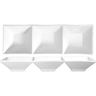 International Tableware Porcelain Triple Square-Bowls 12" (5oz), Bright White, Quantity: 24 pieces, FA3-12
