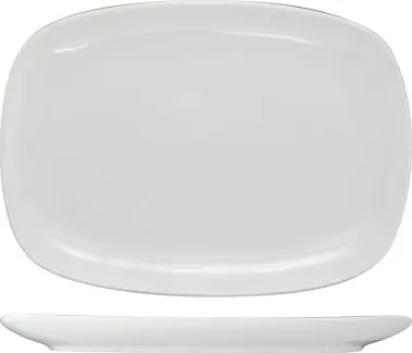 International Tableware Quad Porcelain Rectangular Platter 14" x 9-1/2", European Snow White (Off White), Quanti...