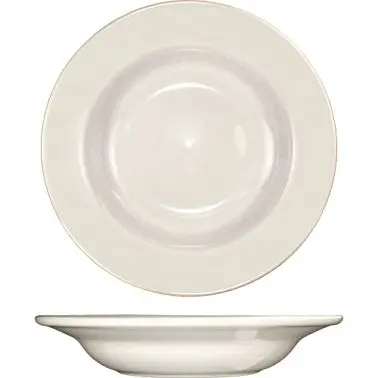 International Tableware Roma Stoneware Deep Rim Soup Bowl (10oz), American White (Ivory, Eggshell, Cream), Quantity: 24 pi...