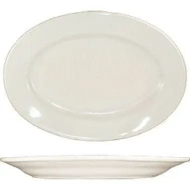 International Tableware Roma Stoneware Platter 8-1/4" x 5-7/8", American Bright White (Ivory, Eggshell, Cream), ...