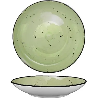 International Tableware Rotana Stoneware Lime Pasta Bowl (14.5oz), Lime Brown Trim and Speckles, Quantity: 24 pieces, RT-1...
