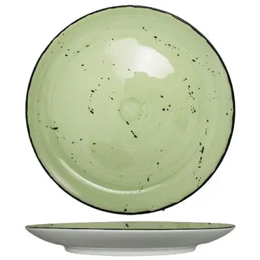 International Tableware Rotana Stoneware Lime Plate 9", Lime Brown Trim and Speckles, Quantity: 24 pieces, RT-8-LI
