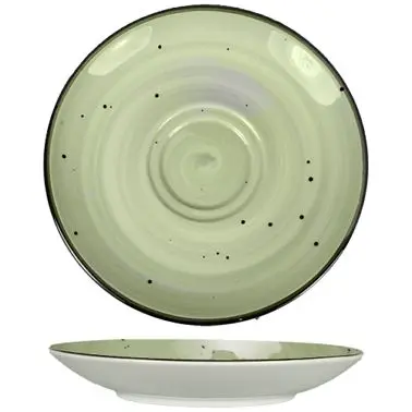 International Tableware Rotana Stoneware Lime Saucer 6-1/2", Lime Walnut Trim and Speckles, Quantity: 36 pieces, RT-2-LI