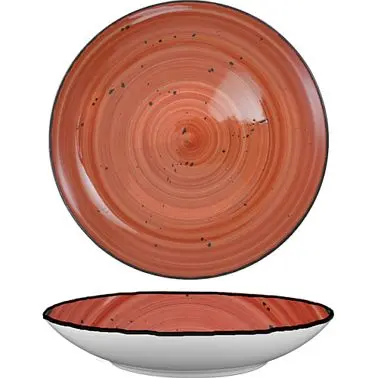 International Tableware Rotana Stoneware Ruby Pasta Bowl (14.5oz), Ruby Bronze Trim and Speckles, Quantity: 24 pieces, RT-...