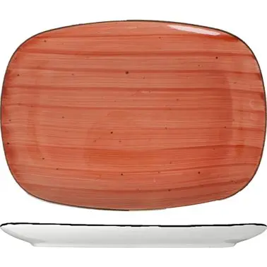 International Tableware Rotana Stoneware Ruby Platter 14" x 9-1/2", Ruby Espresso Trim and Speckles, Quantity: 6...