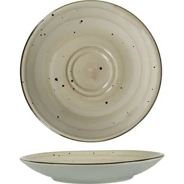 International Tableware Rotana Stoneware Wheat Saucer 6-1/2", Wheat Walnut Trim and Speckles, Quantity: 36 pieces, RT...