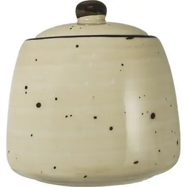 International Tableware Rotana Stoneware Wheat Sugar Bowl lid (8oz), Wheat Walnut Trim and Speckles, Quantity: 12 pieces, ...