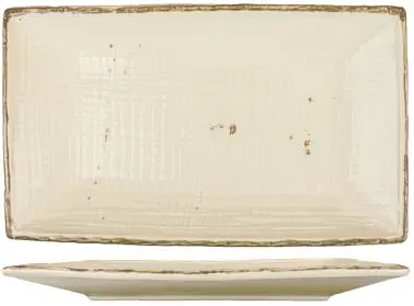 International Tableware Savannah Stoneware Khaki Rect Platter 12-1/4" x 7-3/8", Khaki Brown Trim and Speckles, Q...