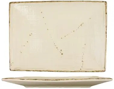 International Tableware Savannah Stoneware Khaki Rect Platter 10-3/4" x 7-3/4", Khaki Brown Trim and Speckles, Q...