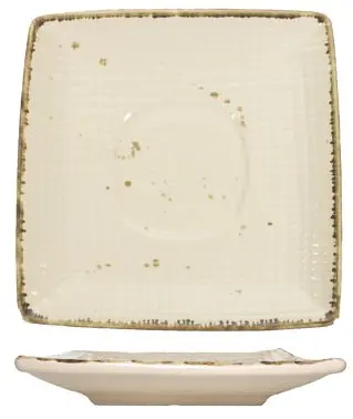 International Tableware Savannah Stoneware Khaki Square Saucer 5-3/4", Khaki Brown Trim and Speckles, Quantity: 12 pi...