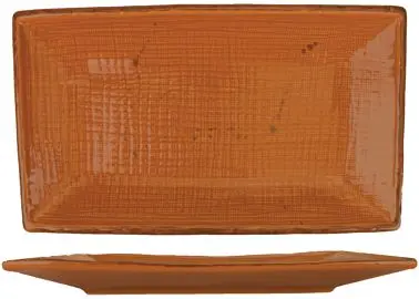 International Tableware Savannah Stoneware Terra Rect Platter 12-1/4" x 7-3/8", Terracotta Carbon Black Trim and...