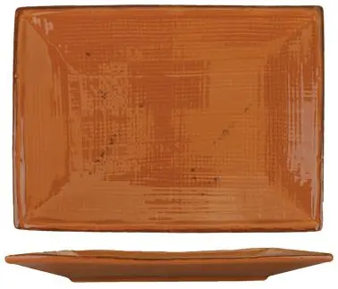 International Tableware Savannah Stoneware Terra Rect Platter 10-3/4" x 7-3/4", Terracotta Black Trim and Speckl...
