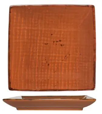 International Tableware Savannah Stoneware Terracotta Square Plate 6-1/4", Terracotta Black Trim and Speckles, Quanti...