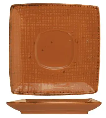 International Tableware Savannah Stoneware Terracotta Square Saucer 5-3/4", Terracotta Black Trim and Speckles, Quant...