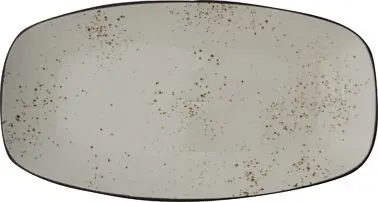 International Tableware Splash Stoneware Crème Dark Espresso Rect Platter 9", Crème Dark Brown Trim and Speckles, Q...