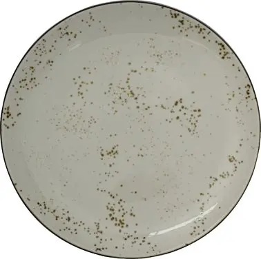 International Tableware Splash Stoneware Crème Dark Brown Coup Plate 8-1/8", Crème Dark Brown Trim and Speckles, Qu...