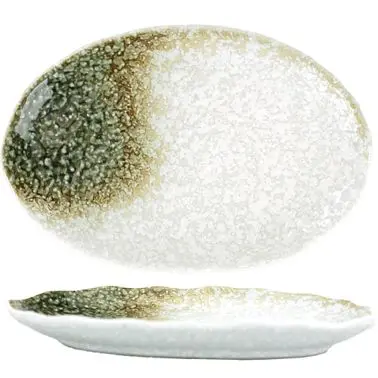 International Tableware Stonehaven Stoneware Rustic Stone Oval Plate, Stone Earth Tone Colors, Quantity: 24 pieces, ST-7