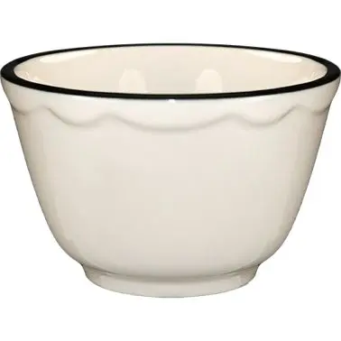 International Tableware Sydney Stoneware Midnight Black Bouillon (7.25oz), American Off-White Black Trim, Quantity: 36 pie...