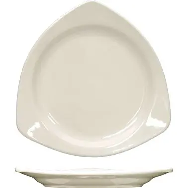International Tableware Valencia Stoneware Triangular Plate 7-1/4", American White (Ivory, Eggshell, Cream), Quantity...