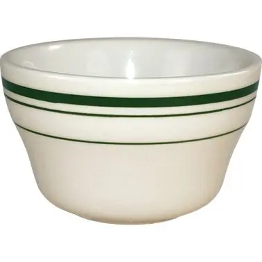 International Tableware Verona Stoneware Green Bouillon (7.25oz), American White Green Band, Quantity: 36 pieces, VE-4