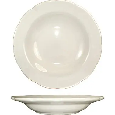 International Tableware Victoria Stoneware Deep Rim Soup Bowl (12oz), American White (Ivory, Eggshell, Cream), Quantity: 2...