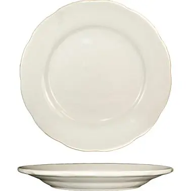 International Tableware Victoria Stoneware Plate 9-7/8", American White (Ivory, Eggshell, Cream), Quantity: 24 pieces...