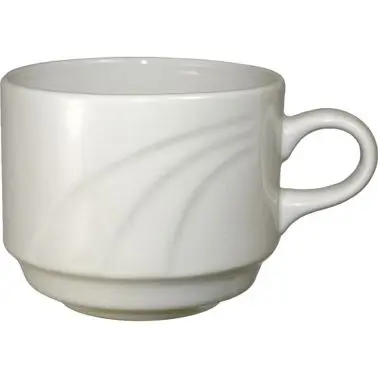 International Tableware York Stoneware Stacking Cup (8oz), American Bright White (Ivory, Eggshell, Cream), Quantity: 36 pi...