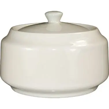 International Thick Tableware Roma Stoneware Sugar Bowl Lid (13oz), American Bright White (Ivory, Eggshell, Cream), Quanti...
