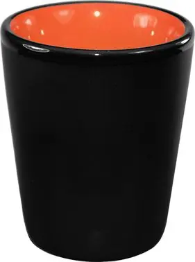 International Top-Tier Tableware Hilo Stoneware Orange /Black Matte out Shot (1.5oz), Orange /Black Matte out, Quantity: 2...