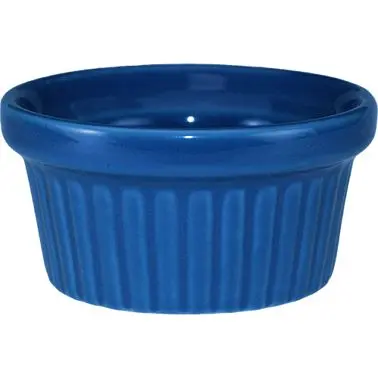 International UL-Listed Tableware Cancun Bakeware Stoneware Light Blue Fluted Ramekin (2oz), Light Blue, Quantity: 36 piec...