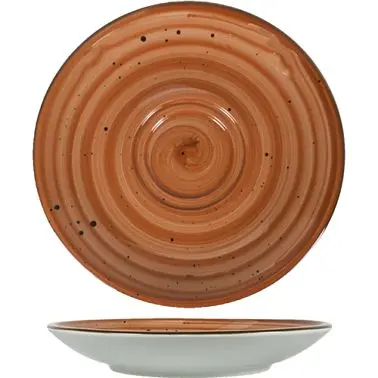 International Unique Tableware Rotana Stoneware Ruby Saucer 6-1/2", Ruby Brown Trim and Speckles, Quantity: 36 pieces...