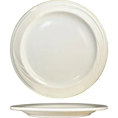 International Upgraded Tableware York Stoneware Plate 9", American White (Ivory, Eggshell, Cream), Quantity: 24 piece...