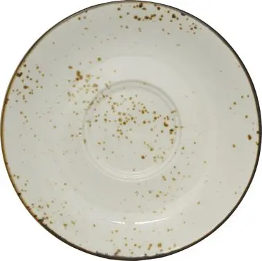International User-Friendly Tableware Splash Stoneware Crème Dark Saucer Double Well 6", Crème Dark Walnut Trim and...