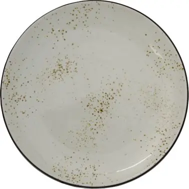 International UV-Resistant Tableware Splash Stoneware Crème Dark Brown Coup Plate 10-1/2", Crème Dark Brown Trim an...