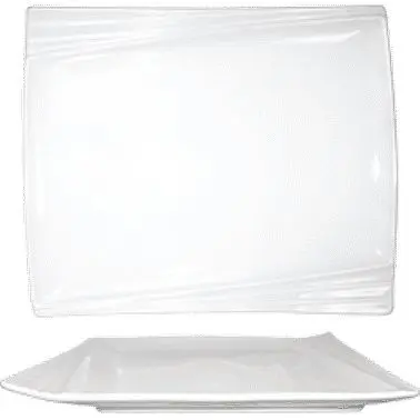International Weather-Resistant Tableware Pacific Porcelain Rectangular Platter 12" x 9", Bright Ivory, Quantity...