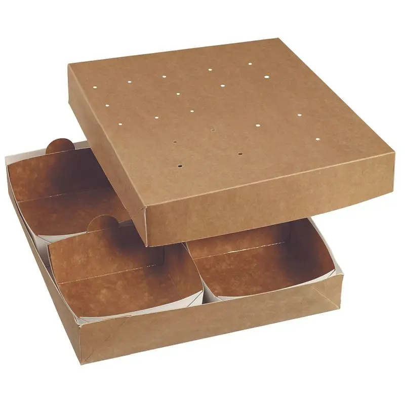 Solia Grip Modulo Bento Box 4 Punnets 10.2"x10.2"x2", Master Pack 40 Sets, WA00353c