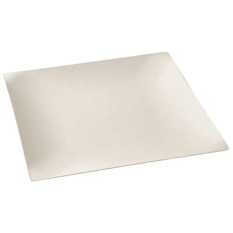 Solia Imagine White Sugarcane Pulp Plate 9.4 x 9.4 x 0.5 Fluid Plate, Case 200 Pieces, VO52030c