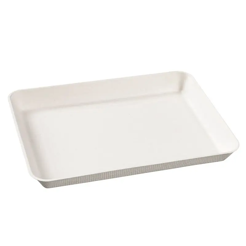 Solia Maximum-Strength Kanopee Bright White Sugarcane pulp plate 7.9"x5.9"x0.8"/200x150x20mm, Lid not incl...