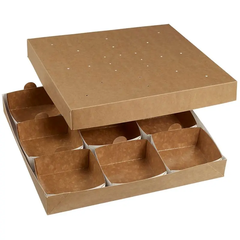 Solia Modulo Bento Box 9 Punnets 14.2"x14.2"x2", Full Case 20 Sets, WA00355c