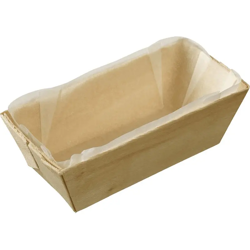 Solia Rectangle Wooden Punnet + Baking Paper 140x75x50 mm, Full Case 150 Individual, WA00032c