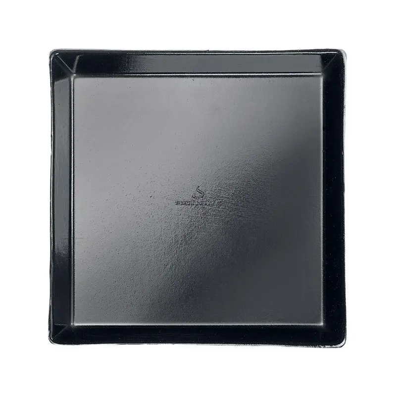 Solia Regular Sugarcane Pulp Quartz Plate Black PLA Laminated 130x130x16mm, Case 200 Pieces, VF45023c