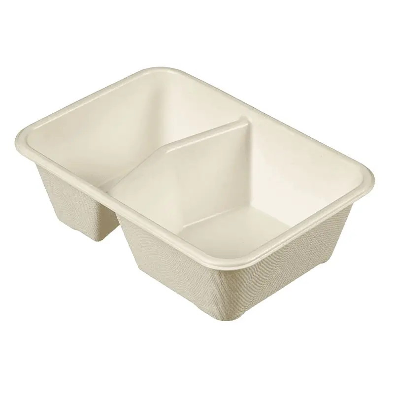 Solia Shielded Laminated Container Sugarcane Pulp 2 Compartments 15.5 oz 8.8 oz, Case 400 Quantity, VF38430c