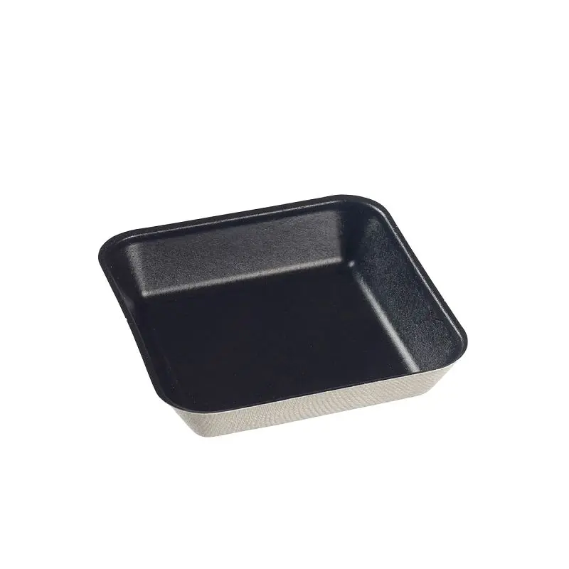 Solia Sugarcane Pulp Kanopee Jet Black Plate PLA Lamination 3.9" x 3.9", Lid not included, Case 200 Pieces, VF40...