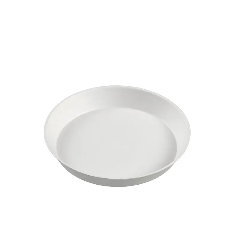 Solia Ultra-Strong Round Sugarcane Pulp White Plate Ninfea D5.1" x H0.8" / D130 x H20mm, Case 200 Pieces, VF42120c
