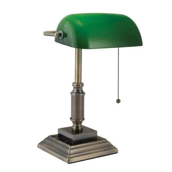 V-LIGHT 14.75 inch Bronze LED Bankers Lamp Olive Shade, 9VS688029AB