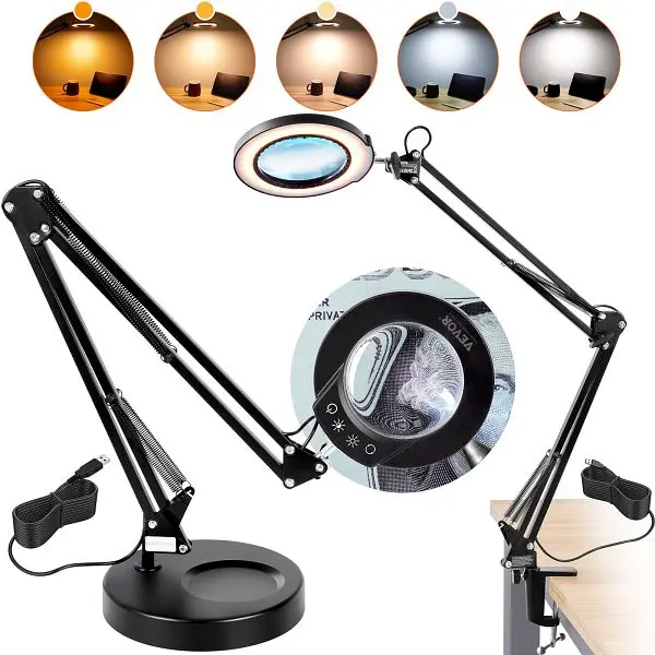 VEVOR Magnifying Glass Light and Stand, 5X Magnifying Lamp, YGFDDYDZBCMAJI42JV9