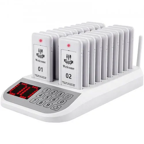 VEVOR Restaurant Pager System 20 Coasters Max 98 Nursery Pager Wireless Paging Queuing Calling System 350-500m Vibration, ...