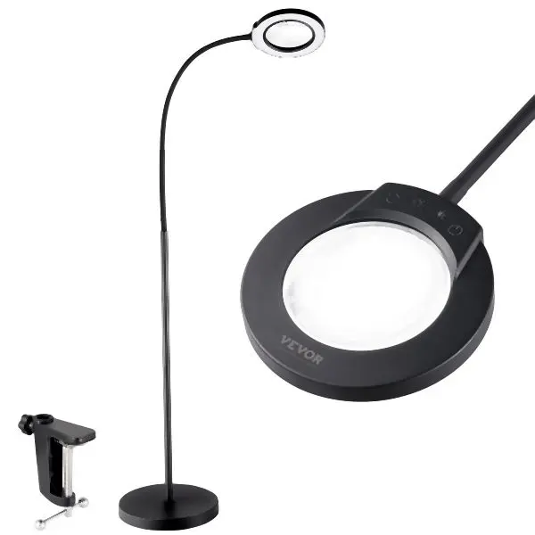 VEVOR Slim 5X Floor Magnifying Glass Light and Stand Flexible Gooseneck LED, YGFDD12WYDZW2Z6FFV9