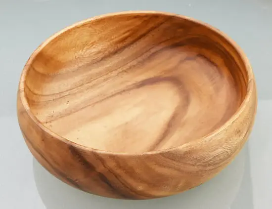 Acacia Wood Round Calabash Bowl, 12" x 4"